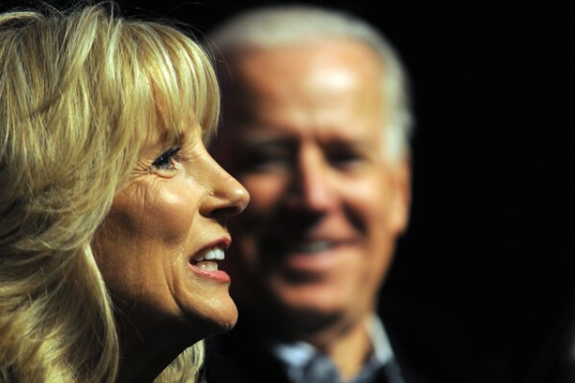 Jill Biden, shown introducing her husband at a 2013 event, is taking an active role in his campaign for president. MUST CREDIT: Photo for The Washington Post by Astrid Riecken
