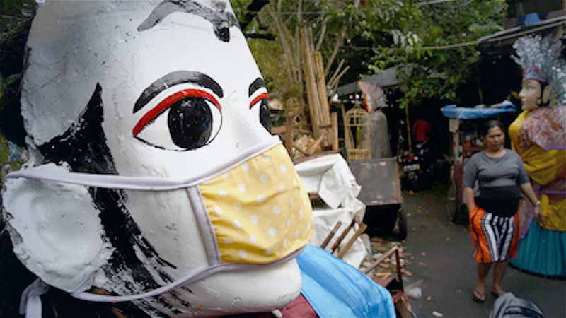 A mask is placed on the face of an 