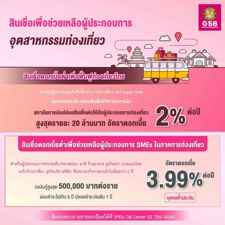 GSB earmarks Bt15 billion as soft loans for tourism SMEs GSB earmarks Bt15 billion as soft loans for tourism SMEs