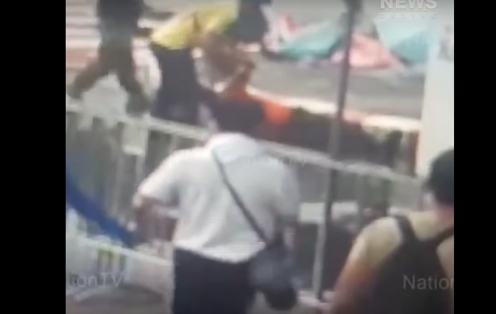 CCTV footage shows man attacked during royalist rally CCTV footage shows man attacked during royalist rally