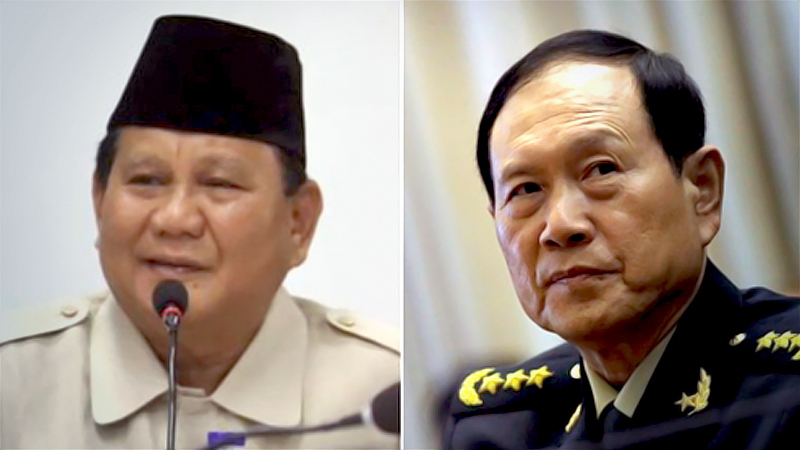 Mr Prabowo Subianto (left) and Mr Wei Fenghe also discussed the possibility of holding joint military drills and personnel training, and investments in Indonesia's food estate projects. PHOTOS: PRABOWO SUBIANTO/FACEBOOK, REUTERS