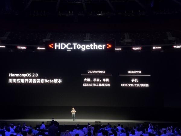 Yu Chengdong, CEO of Huawei's consumer business group, announces HarmonyOS 2.0 at its annual developers' conference in Dongguan, Guangdong province on Sept 10, 2020. [Photo by Ma Si/chinadaily.com.cn]