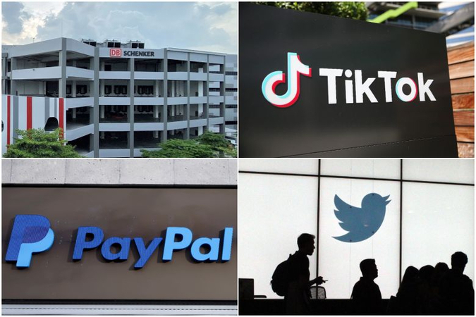Several companies have announced investments in Singapore this year including (clockwise from top left) DB Schenker, ByteDance, PayPal and Twitter.PHOTOS: DB SCHENKER, AFP, REUTERS
