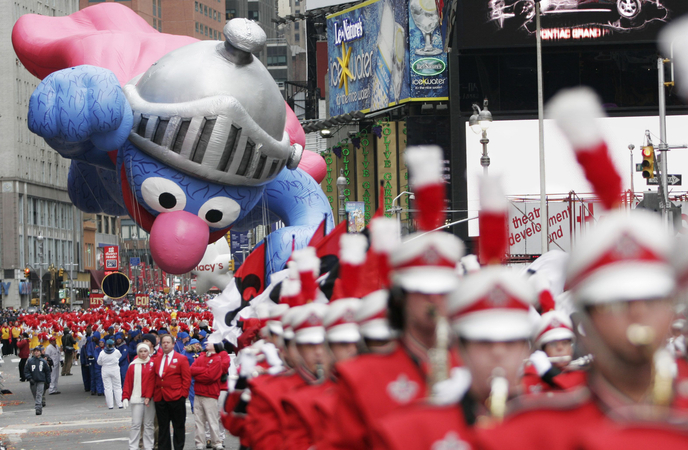 The Super Grover balloon floats down Broadway during the Macy's Thanksgiving Parade in New York on Nov. 24, 2005. MUST CREDIT: Bloomberg photo by Andrew Harrer