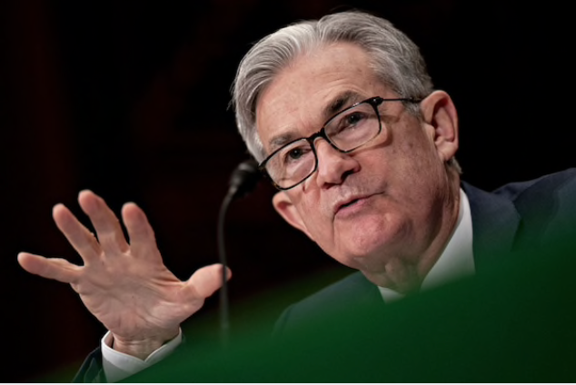 Jerome Powell, chairman of the Federal Reserve, speaks during a Senate Banking Committee hearing in Washington on Feb. 12, 2020. MUST CREDIT: Bloomberg photo by Andrew Harrer.