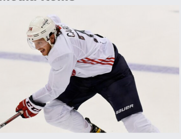 Capitals' defenseman John Carlson had a career season but lost out to Nashville's Roman Josi in Norris Trophy voting. Carlson is shown here chasing the puck down ice during an intrasquad scrimmage at the MedStar Capitals Iceplex in Arlington, Va., on Friday, July 24, 2020. MUST CREDIT: Washington Post photo by Toni L. Sandys.