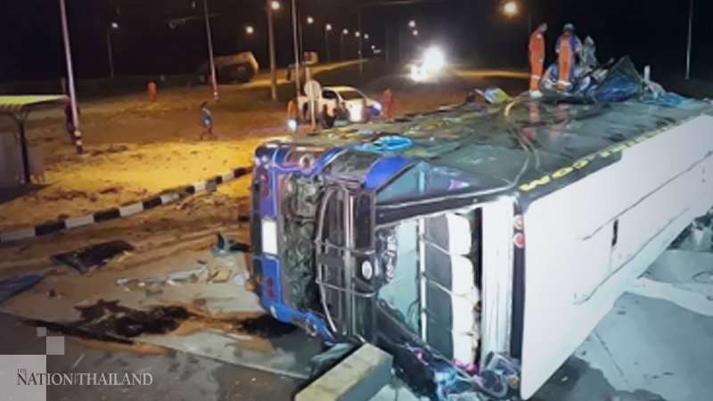 7 killed, 33 injured as double decker bus rams into truck in Nakhon Ratchasima 7 killed, 33 injured as double decker bus rams into truck in Nakhon Ratchasima