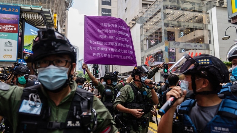 Hong Kong police arrest at least 60 protesters on National Day Hong Kong police arrest at least 60 protesters on National Day