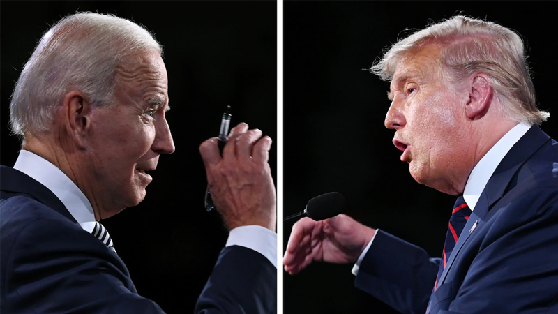 Democratic presidential nominee Joe Biden and President Trump argued against each other in a tense debate on Sept. 29. (Blair Guild/The Washington
Post)