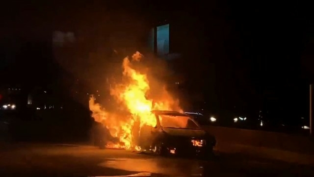 Fire engines called in to deal with burning NGV taxi Fire engines called in to deal with burning NGV taxi