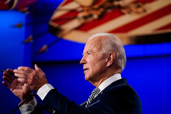 Joe Biden speaks during the first presidential debate in Cleveland. (Melina Mara/The Washington Post)