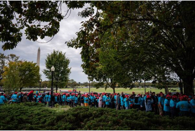 Supporters of President Trump form a line at the White House ahead of an event Saturday. MUST CREDIT: Washington Post photo by Salwan Georges
Photo by: Salwan Georges — The Washington Post