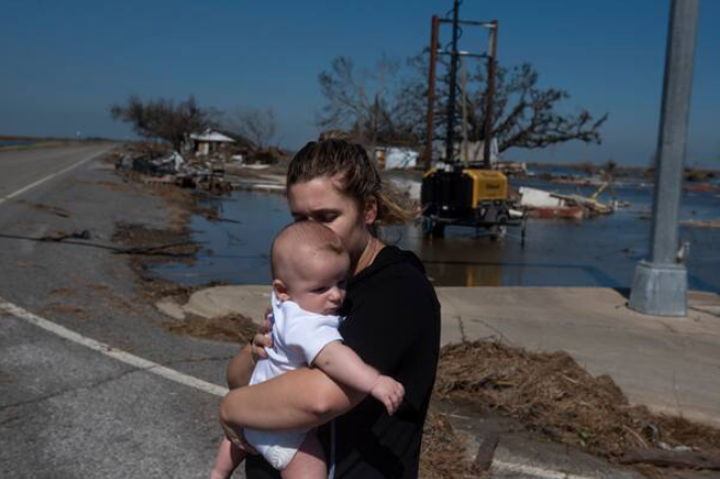 Hurricane Delta rumbled ashore near the tiny town of Creole as a Category 2 storm, leaving behind debris and damaged homes. MUST CREDIT: Photo by Callaghan O'Hare for The Washington Post