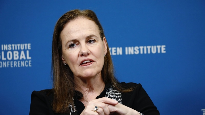 Michele Flournoy, co-founder and managing partner of Westexec Advisors, speaks during the Milken Institute Global Conference in Beverly Hills, Calif., on April 29, 2019. MUST CREDIT: Bloomberg photo by Patrick T. Fallon.