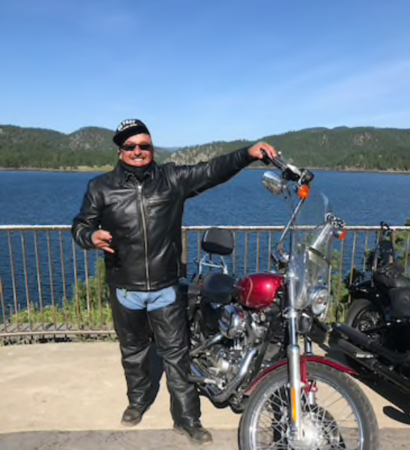 Kenny Cervantes rode his motorcycle from Nebraska to Sturgis, S.D. in August. MUST CREDIT: Photo courtesy of family