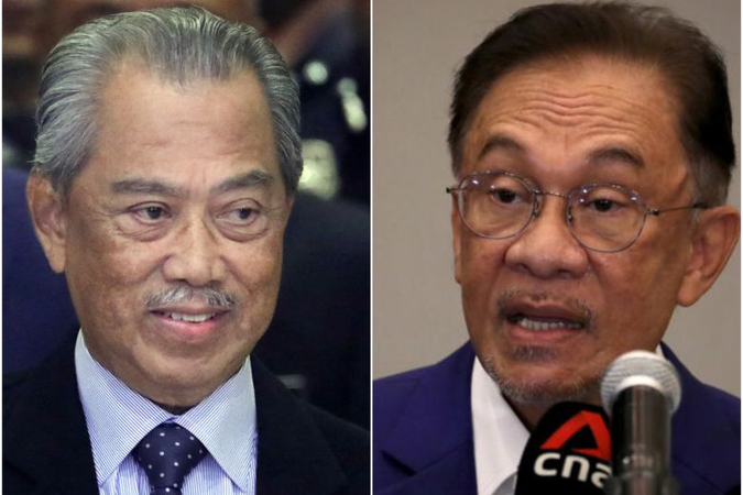 Opposition leader Anwar Ibrahim (right) could finally prove that he has the majority support over PM Muhyiddin Yassin.PHOTOS: REUTERS