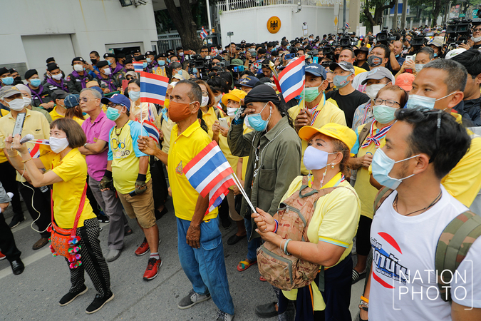 Royalists rally at German embassy ahead of pro-democracy demonstration Royalists rally at German embassy ahead of pro-democracy demonstration