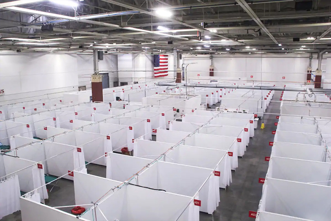 In Milwaukee, a field hospital has been set up at the state fairgrounds to treat covid-19 patients. (Wisconsin Department of Administration/ Reuters)