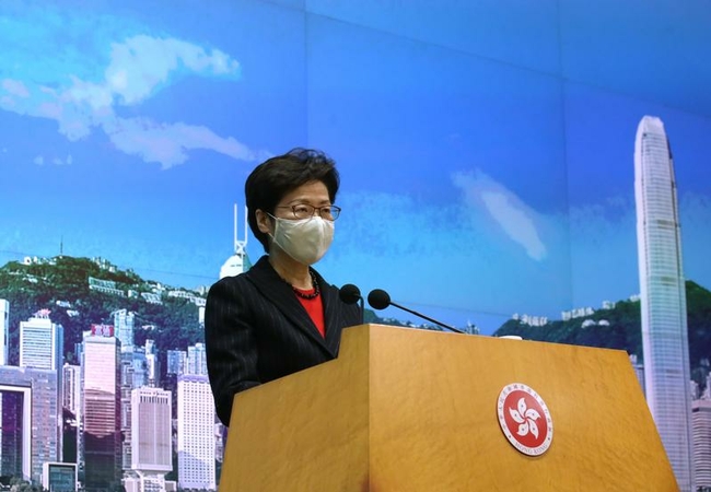 Hong Kong Chief Executive Carrie Lam Cheng Yuet-ngor meets the press at Central Government Offices on Oct 27, 2020. (PARKER ZHENG / CHINA DAILY)