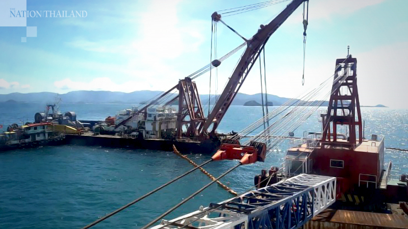 Raja 4 finally towed back to port – 2 months after capsizing Raja 4 finally towed back to port – 2 months after capsizing