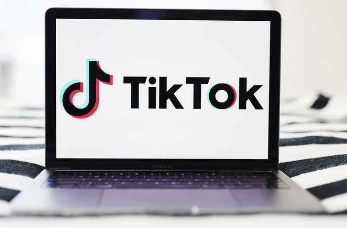 Signage for ByteDance Ltd.'s TikTok app is displayed on a laptop computer in an arranged photograph taken on July 1, 2020. MUST CREDIT: Bloomberg photo by Gabby Jones.
