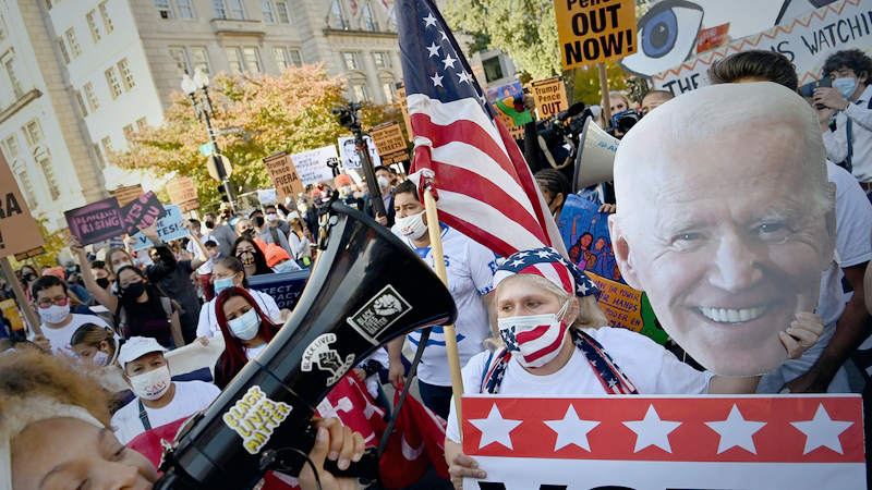 In a left-leaning capital, cautious hope amid protesters In a left-leaning capital, cautious hope amid protesters