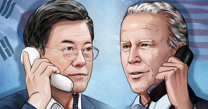 Moon, Biden agree to cooperate closely on N. Korean nuke issue in phone call Moon, Biden agree to cooperate closely on N. Korean nuke issue in phone call