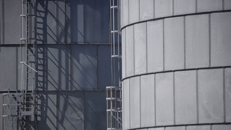Storage tanks located near a dock for Hornbeck Offshore Services, Inc. oil industry support vessels in Port Fourchon, La., on June 11, 2020. MUST CREDIT: Bloomberg photo by Luke Sharrett.