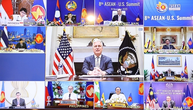 US National Security Advisor Robert C. O'Brien (centre) addresses the 8th ASEAN-US Summit on Saturday. — VNA/VNS Photo Thống Nhất