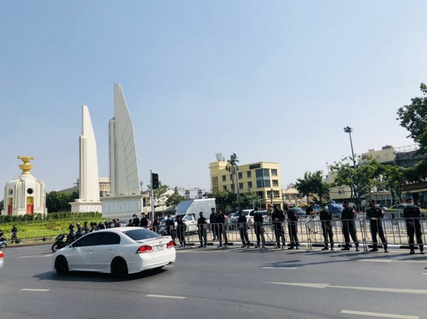 Water cannon trucks parked near site of 'Mob Fest' event in Bangkok today Water cannon trucks parked near site of 'Mob Fest' event in Bangkok today