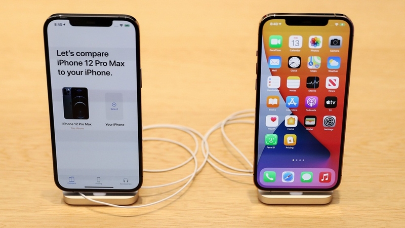 The Apple iPhone 12 Pro Max is shown during a product launch event in Sydney, Australia, on Nov. 13, 2020. MUST CREDIT: Bloomberg photo by Brendon Thorne.