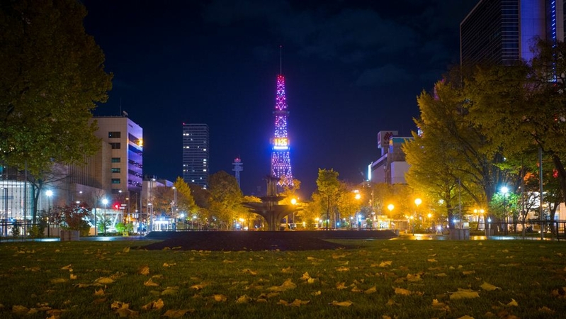 The Sapporo TV Tower is illuminated in Sapporo, Hokkaido, Japan, on Nov. 4, 2020. MUST CREDIT: Bloomberg photo by Kentaro Takahashi.