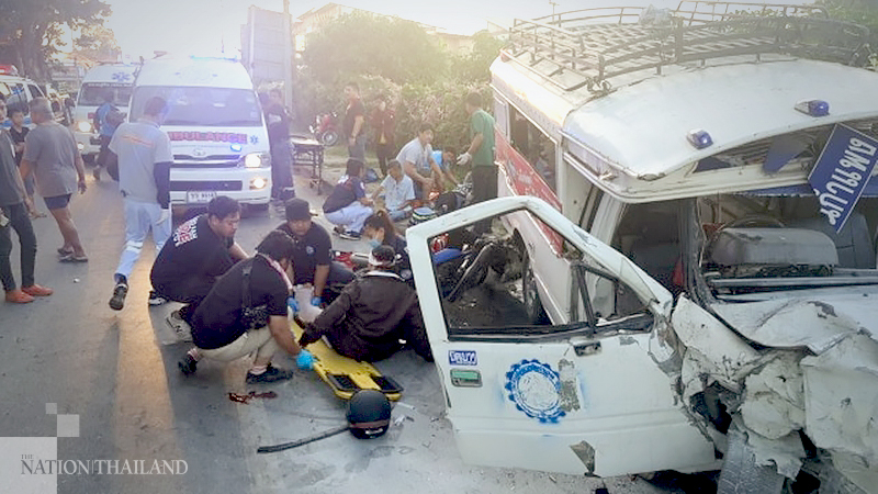 Five hurt after pickup driver falls asleep, slams into car Five hurt after pickup driver falls asleep, slams into car
