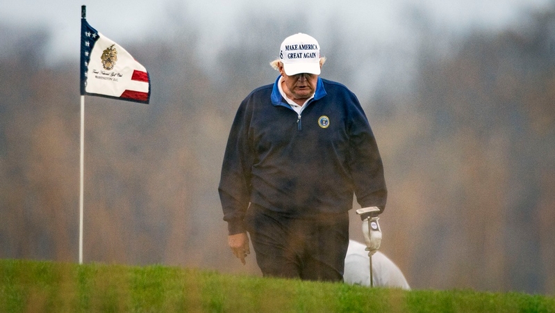President Trump golfs at Trump National Golf Club on Nov. 15, 2020, in Sterling, Va. MUST CREDIT: photo for The Washington Post by Al Drago.