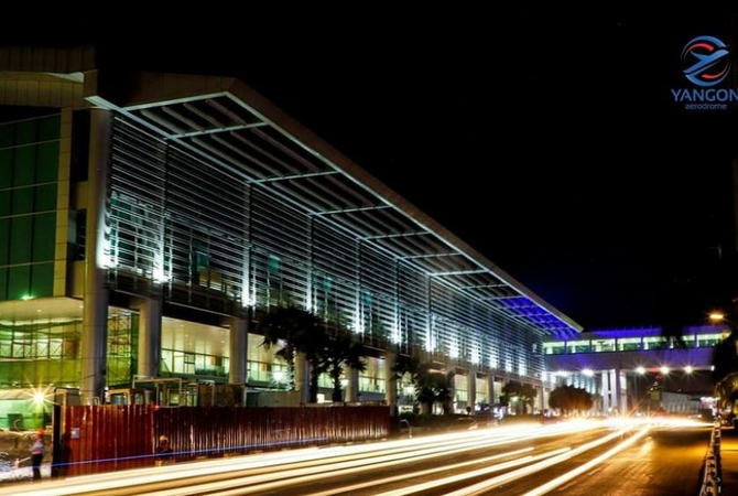 Photo shows the domestic arrival and departure lounge of Yangon International Airport