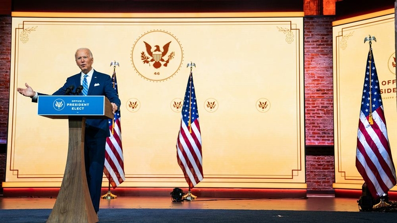 President-elect Joe Biden gives a pre-Thanksgiving speech on Wednesday, Nov. 25, 2020. MUST CREDIT: Washington Post photo by Demetrius Freeman