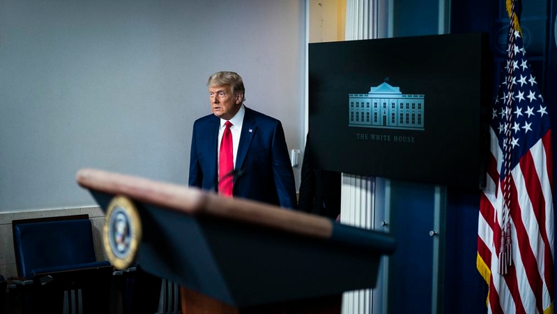 President Donald Trump arrives to speak in the James S. Brady Press Briefing Room at the White House on Tuesday, Nov. 24, 2020. MUST CREDIT: Washington Post photo by Jabin Botsford