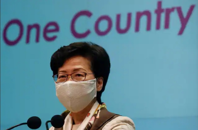 Hong Kong Chief Executive Carrie Lam says she “has no banking services made available to her.” (Tyrone Siu/Reuters)
