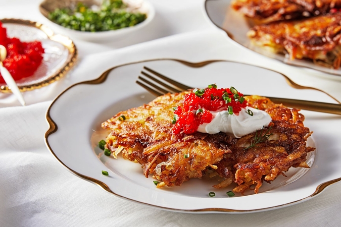 This crisp, classic potato latke recipe delivers a satisfying, celebratory crunch This crisp, classic potato latke recipe delivers a satisfying, celebratory crunch