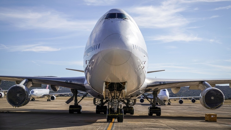 A passenger aircraft at Ciudad Real International Airport in Ciudad Real, Spain, on Oct. 27, 2020. MUST CREDIT: Bloomberg photo by Paul Hanna.