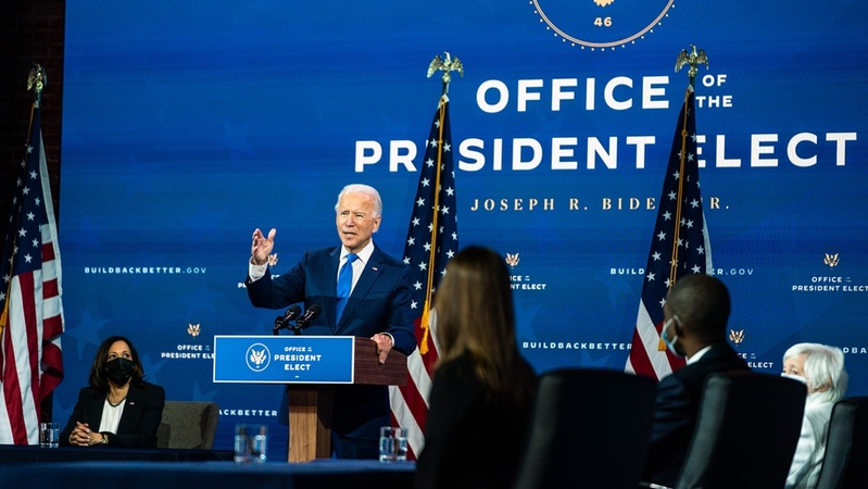 President-elect Joe Biden announces his economic team Tuesday in Wilmington, Del. Biden is facing complaints from some that he has so far largely put Black officials in lower-profile positions or in jobs that include 