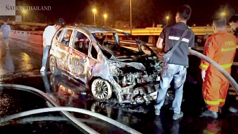 Car owner escapes unhurt as vehicle suddenly catches fire Car owner escapes unhurt as vehicle suddenly catches fire