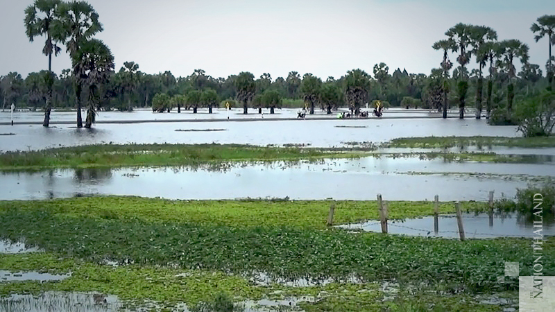 Overflowing Songkhla Lake cuts off arterial road link with province Overflowing Songkhla Lake cuts off arterial road link with province