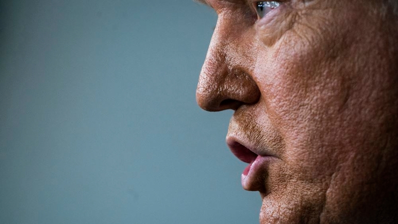 President Trump delivers remarks in the White House press briefing room on Nov. 20. MUST CREDIT: Washington Post photo by Jabin Botsford.