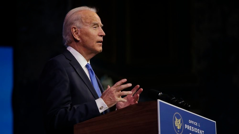 President-elect Joe Biden speaks after winning the electoral college vote Monday, Dec. 14, 2020. MUST CREDIT: Washington Post photo by Joshua Lott