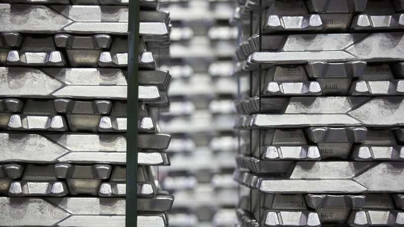 Bound aluminium ingots sit in the casting shop at the Casting And Mechanical Plant SKAD Ltd. in Divnogorsk, Russia, on Nov. 29, 2019. MUST CREDIT: Bloomberg photo by Andrey Rudakov.