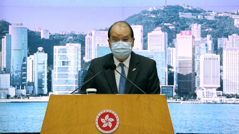 Acting Chief Executive Matthew Cheung Kin-chung meets the press ahead of the weekly Executive Council meeting at the Central Government Offices, Hong Kong, Nov 10, 2020. (PARKER ZHENG/CHINA DAILY)