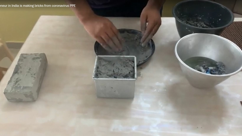 The pandemic is generating tons of discarded PPE. This entrepreneur is turning them into bricks. The pandemic is generating tons of discarded PPE. This entrepreneur is turning them into bricks.