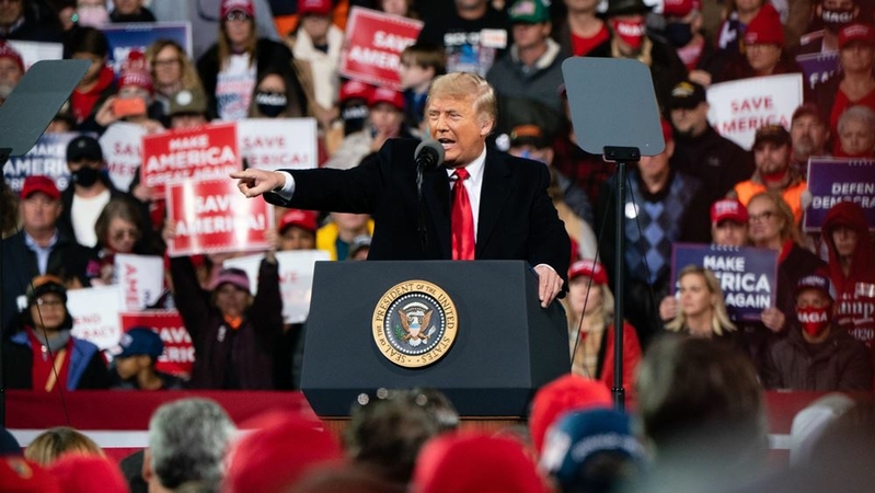 President Donald Trump speaks during a rally in Valdosta, Ga., on Dec. 5. MUST CREDIT: Bloomberg photo by Elijah Nouvelage