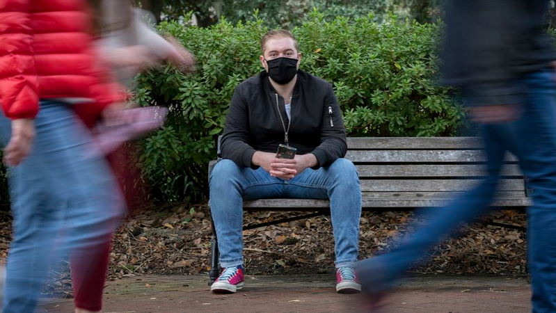 Josh Vaughn, 25, visits a city park in Savannah, Ga., on Dec. 20, 2020. He has been waiting months for unemployment aid since he lost his job as a hotel bartender in March. MUST CREDIT: Photo for The Washington Post by Stephen B. Morton